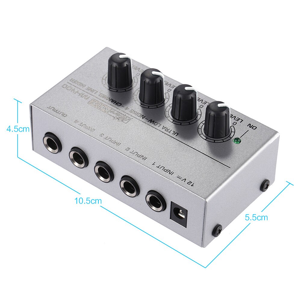 Muslady MX400 Ultra-compact Low Noise 4 Channels Line Mono Audio Mixer Accessories