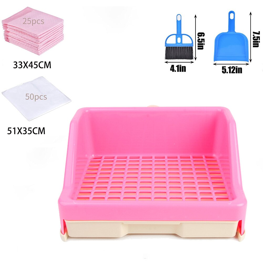 Extra Large Rabbit Litter Box with Drawer Small Animal Litter Pet Toilet Potty Trainer Corner Bunny Bedding Box Plastic Pet Pan: Pink Set