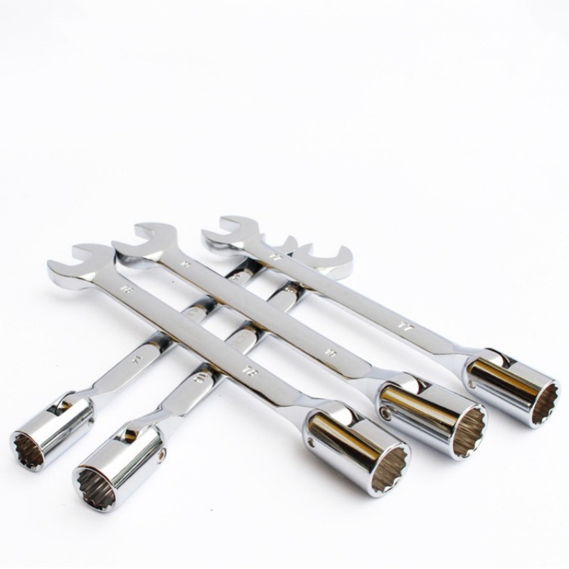 Herramienta de llave de tubo giratoria de doble extremo, juego de enchufes de actividad, herramientas, llave de tubo Flexible de cabeza giratoria métrica, herramienta de acero CRV