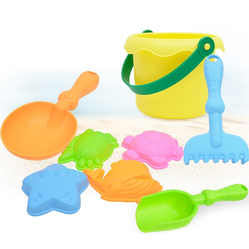8 pièces enfants en plein air plage seau pelle râteau moule eau sable jouer maison jouet ensemble enfants Fun plage jeux de fête: Default Title