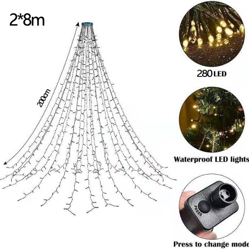 400 LED-kerstboomverlichting Kerstverlichting voor binnen- en buitendecoratie Buitenwatervalverlichting Kerstdecoratie