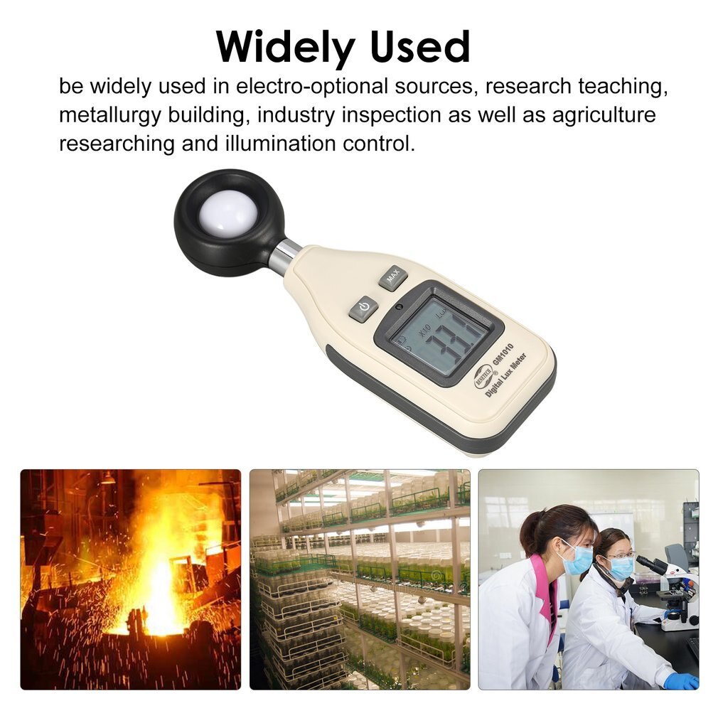 GM1010 compteur de lumière fendu luxmètre rétro-éclairage numérique 0 ~ 200000 Lux illuminomètre luminomètre photomètre Lux/FC LM testeur