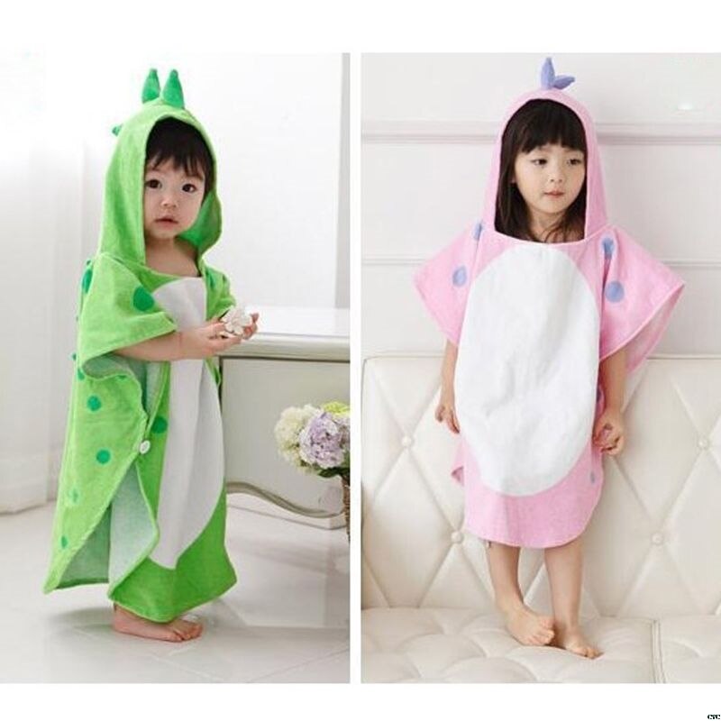 Hooded Met Poot Dinosaur Poncho Hooded Kinderen Badhanddoek Kids Strandlaken Baby Badjas