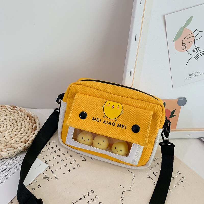 Muñeca de lona pequeña bolsa femenina estudiante salvaje ins dibujos animados Linda bolsa de chica hombro mensajero mujer bolsos cruzados