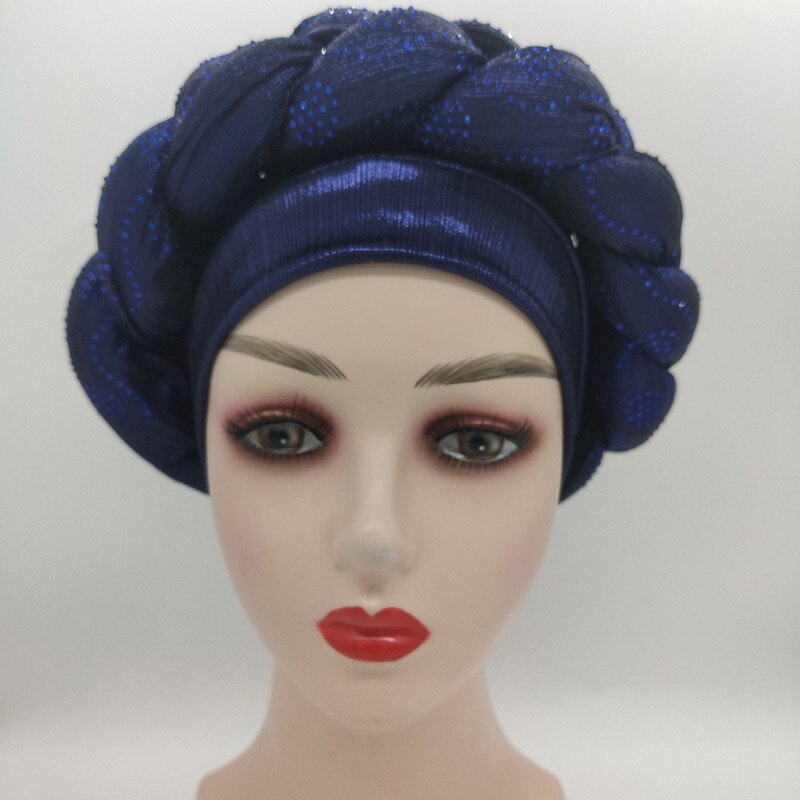 Turbante africano brillante de estilo Nigeriano para mujer, pañuelo para la cabeza de estilo musulmán