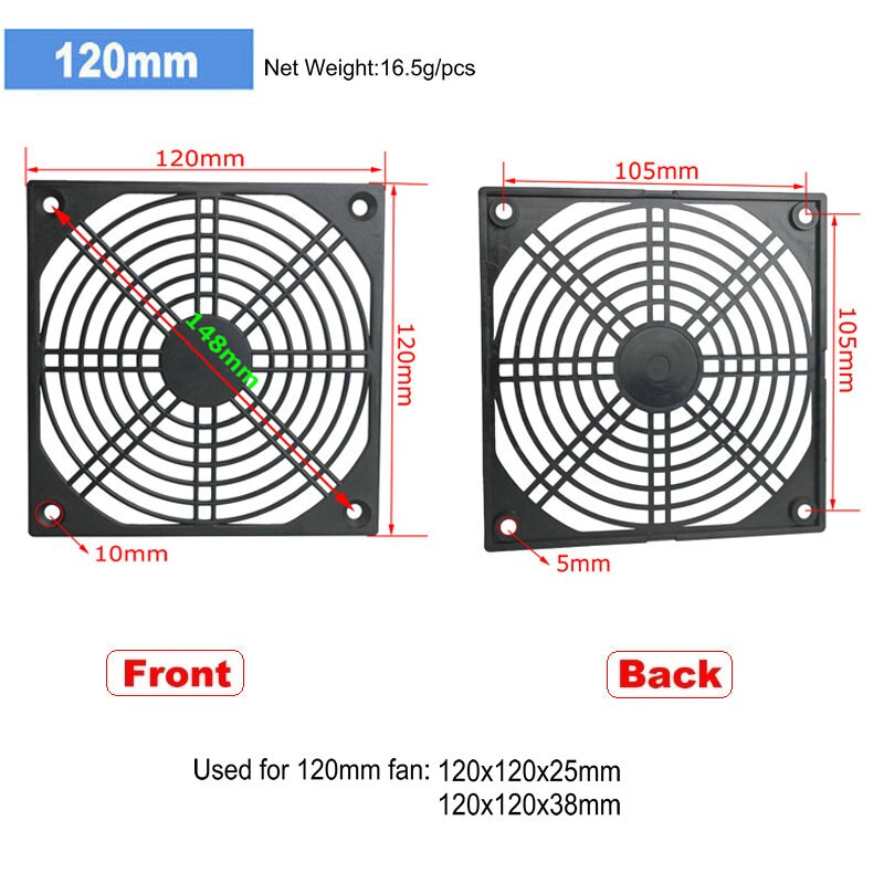10 stuks Veel Gdstime Computer Mesh 40mm 50mm 60mm 70mm 80mm 90mm 120mm PC Fan Dust Filter 4cm 5cm 6cm 7cm 8cm 9cm 12cm: 120mm