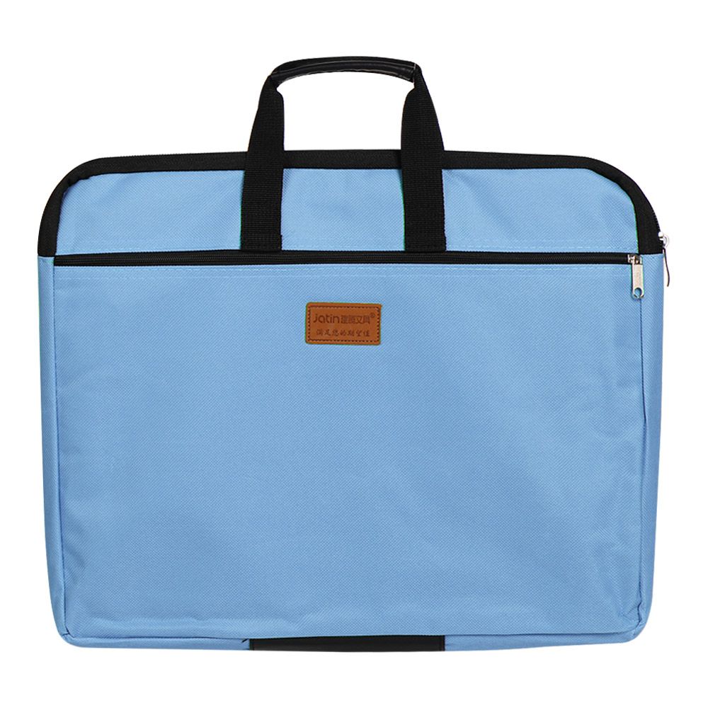 A4 Size Big Capacity Durable Double Layers Book Document Bag File Folder Holder With Handle Zipper Waterproof Canvas Handbag: Light Blue