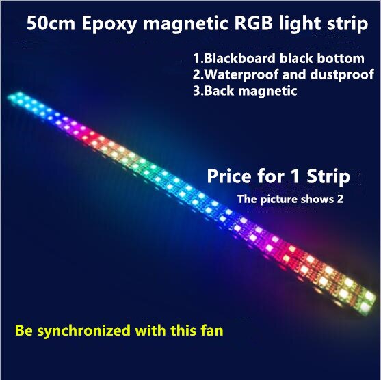 RGB Case Fan 12cm Desktop Computer Chassis Water Cooling Fan Colorful Aurora Eclipse silent fan: LED Strip(50cm)