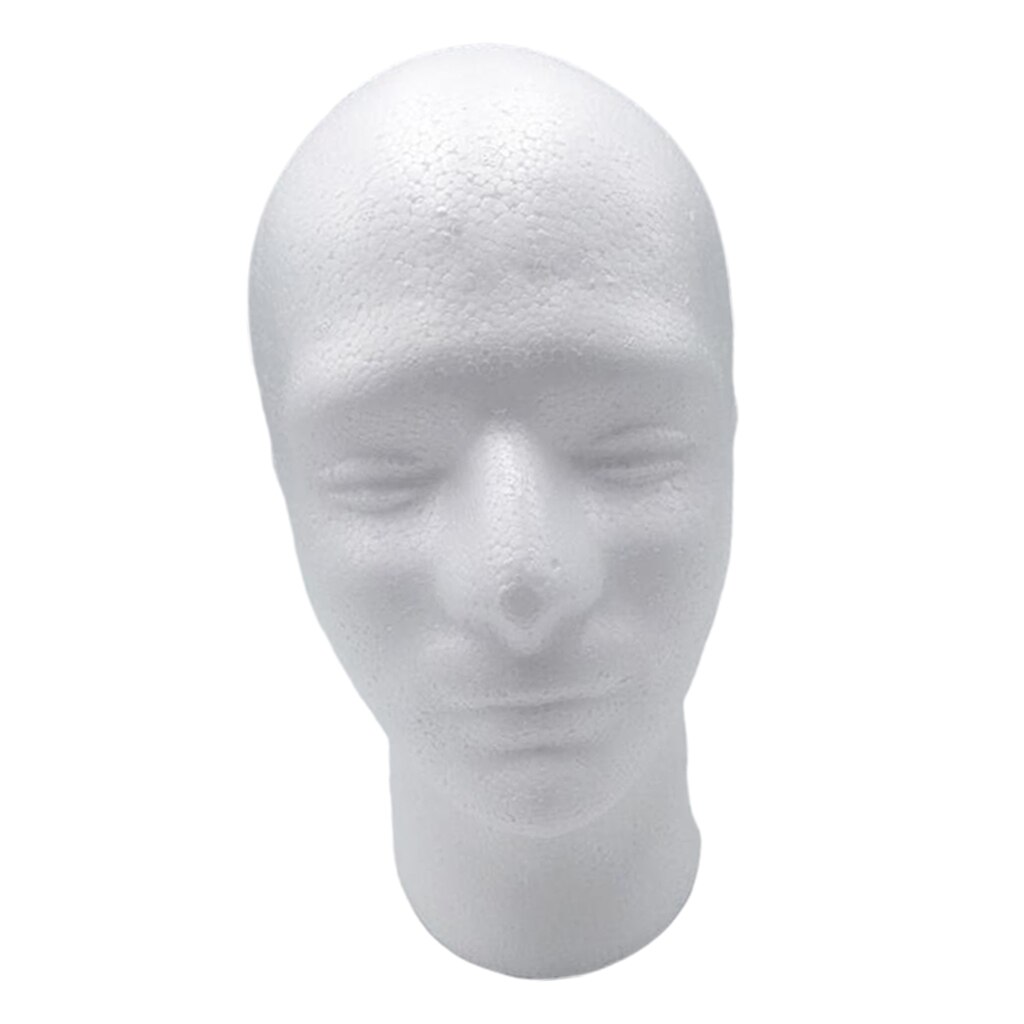 Wit Piepschuim Mans Mannequin Hoofd Stand Model Voor Pruik Hoofddeksels Display Oefenpop: 02