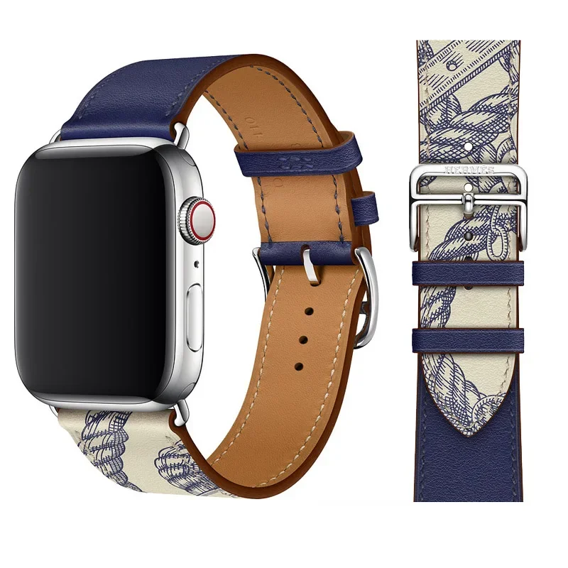 Læderurrem til apple watch-rem serie 9 8 7 6 se 5 4 3 2 1 til iwatch 38mm 42mm håndledsrem til iwatch-rem 44 40 41 45 49mm: Violet tåge  / 14mm