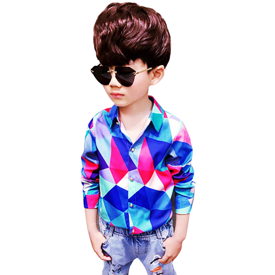 Blouse Voor Jongens Geometrische Jongens Tops Casual Stijl Kinderen Blouse Voor Jongens Lente Herfst Jongens Kleding 6 8 10 12 14