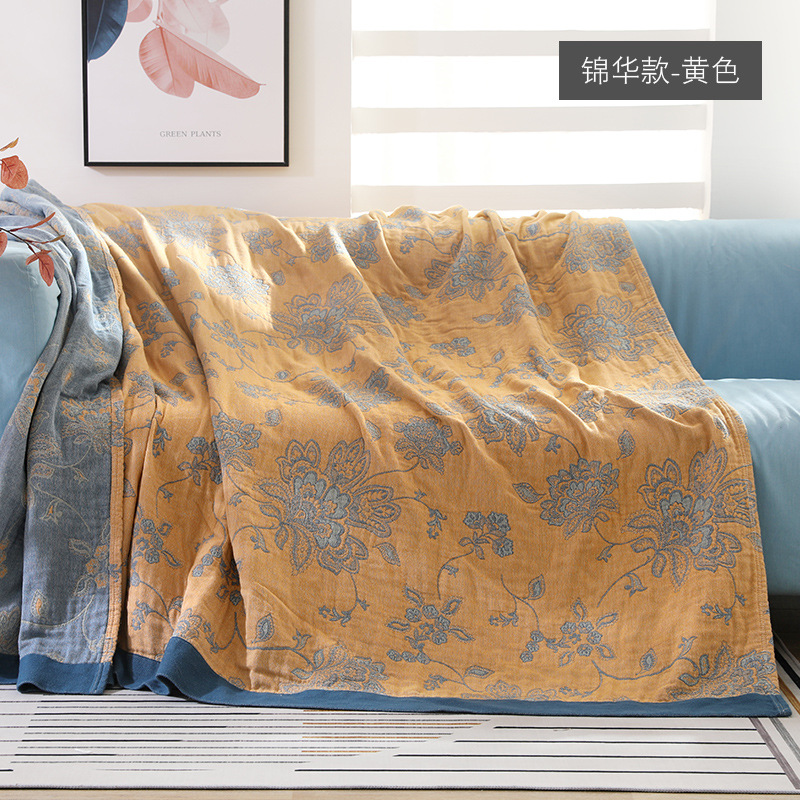 Qi jie Leben 100%  baumwoll-musselin-sommerdecke, atmungsaktiv, schickes mandala, große, weiche überwurfdecke, para-decke: Gelb / 200 x 230cm