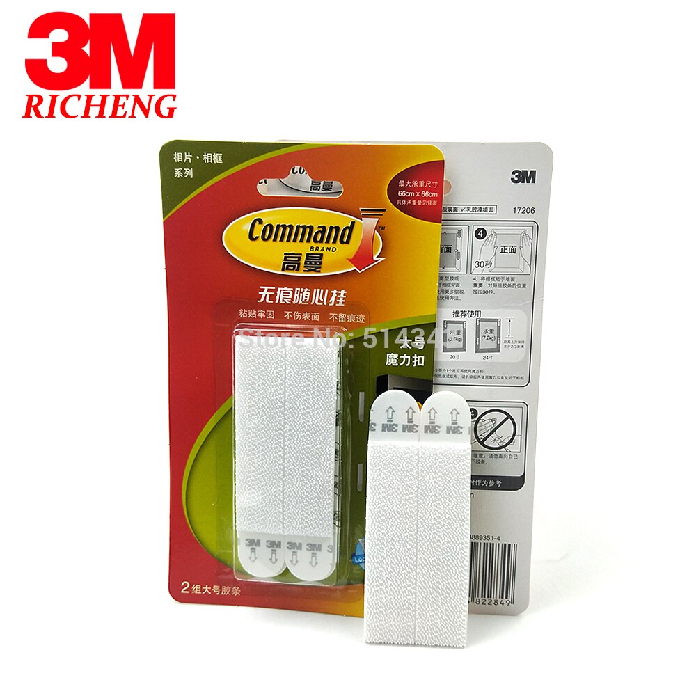 8pcs 3M Command Damage-free Large Picture hanging Strips 2 sets/pack Command Picture & Mirror Hanging Strips magic dual lock