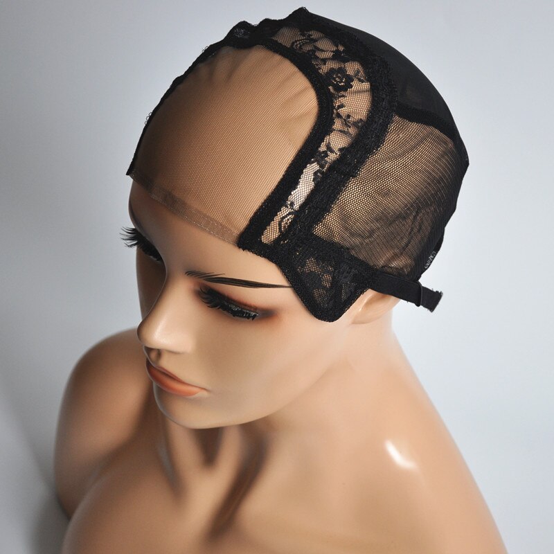 4*4 U Part Wig Cap Swiss Lace Cap For Making Wig With Adjustable Straps Dark Brown/Brown/Light Brown/Beige/Black Gluless Cap