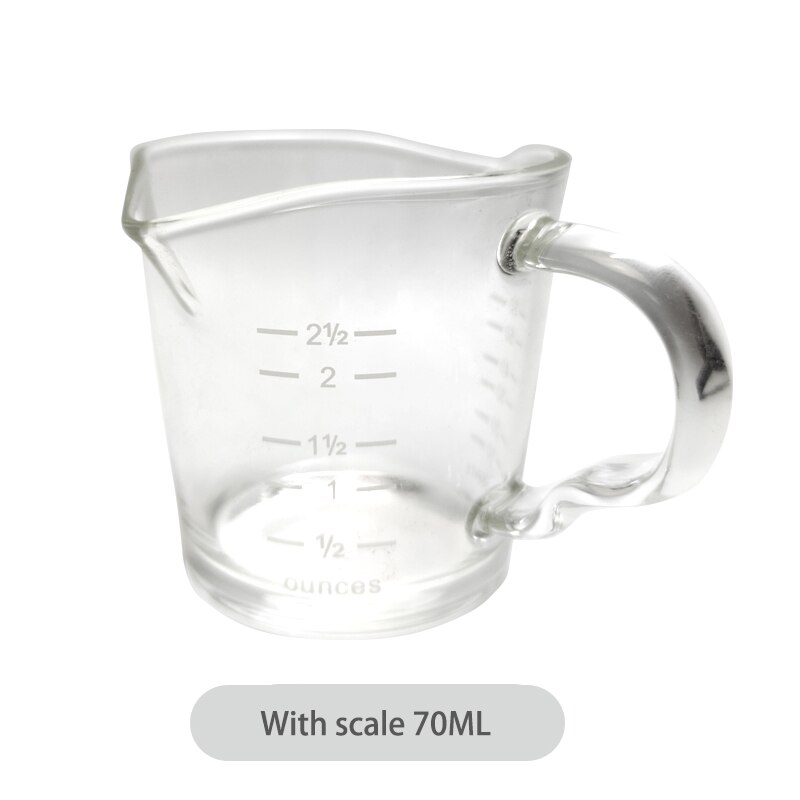 3oz/70ml Double Wall Insulated Espresso Measuring Glass Cup Mugs Shot Glass Milk Frothing Pitcher by Barista Basics with 2 Spout: With scale 70ML