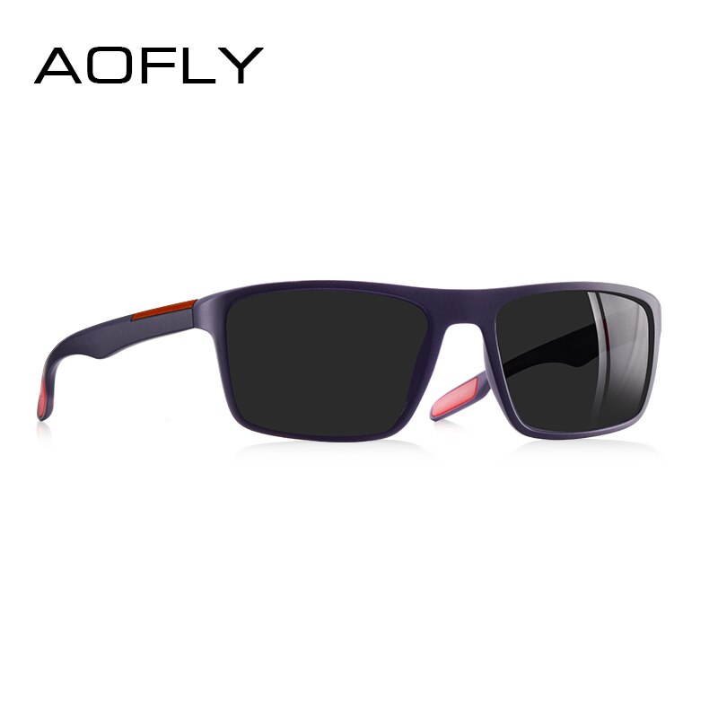 AOFLY ultra-léger TR90 lunettes De soleil polarisées hommes pilote nuances mâle Vintage lunettes De soleil pour hommes Spuare lunettes Gafas De Sol: C4Blue Frame