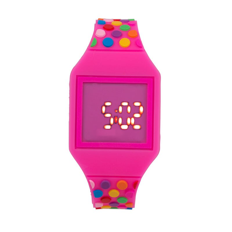 Joyrox geléia cor led criança relógio crianças menina relógios digitais nova tela de toque de borracha crianças relógio para menino menina estudante: Square Rose