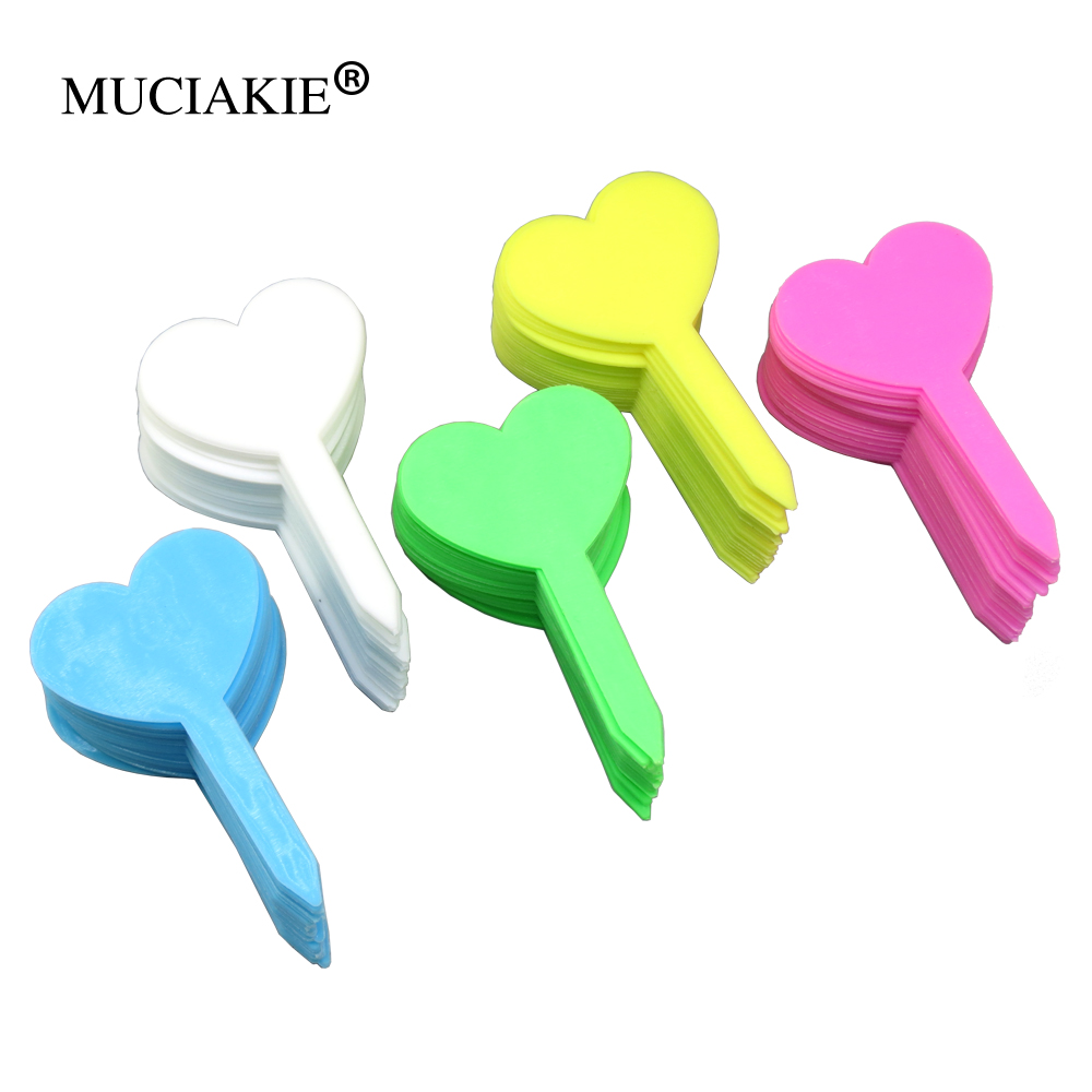 MUCIAKIE 50PCS Gardening Plant Heart Shape Waterproof Thick Tags Reusable Flower Label Markers Tools Garden Seedling Tray Mark