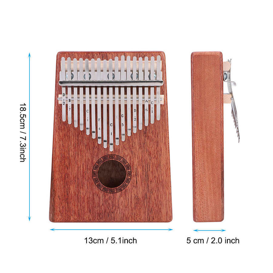 Kalimba 17-Key Kalimba Portable ​Single Mahogany Board Body Thumb Piano Mahogany Wooden Body Musical Instrument