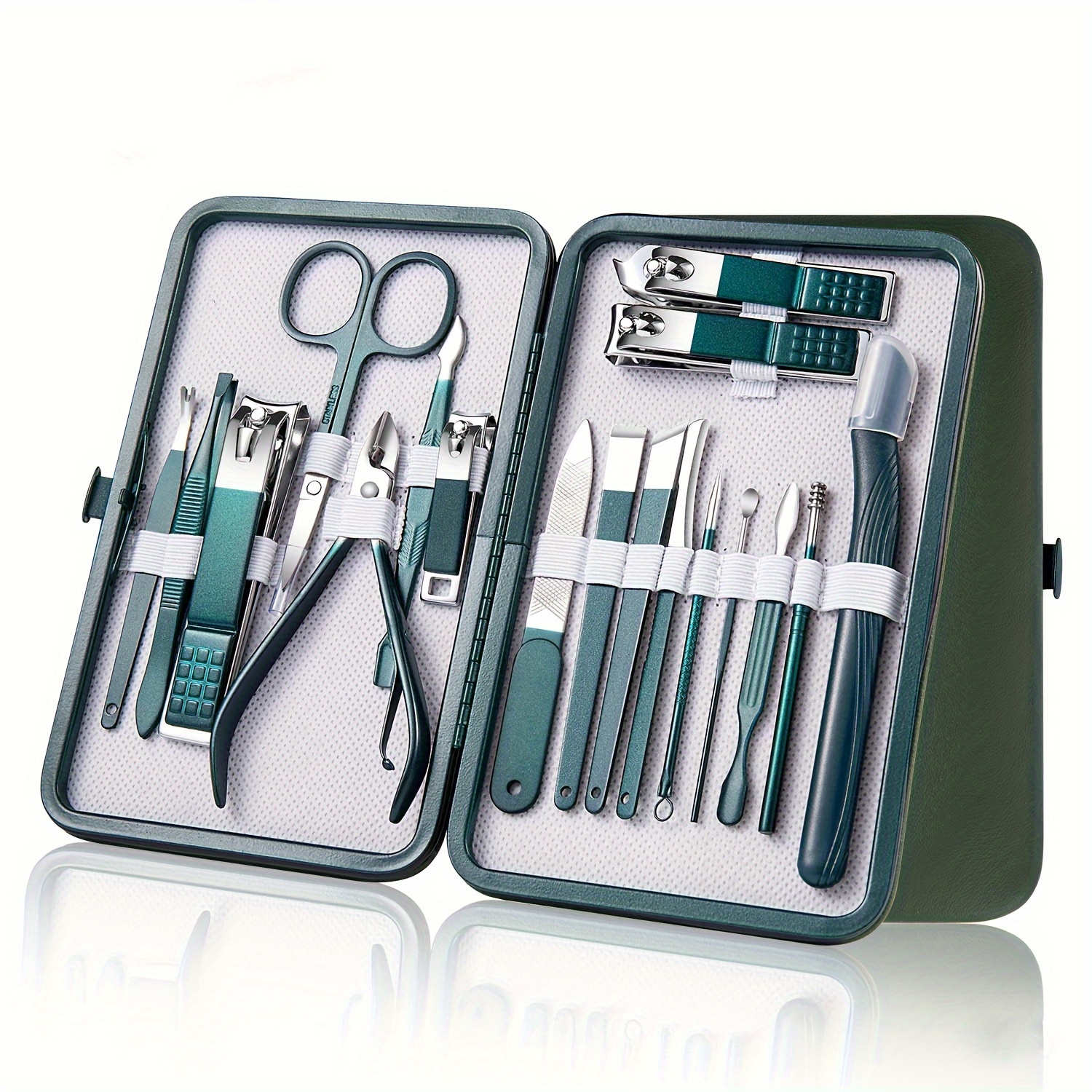 Kit para el cuidado de las uñas, juego de manicura y pedicura de acero inoxidable, cortaúñas con estuche de viaje, 7/10/12/18 piezas: Rojo