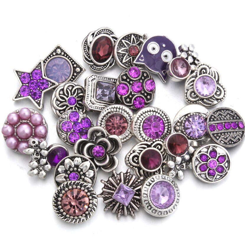 10 Stks/partij 12Mm Snap Sieraden Rhinestone Flower Cross Mini 12Mm Metal Snap Knoppen Fit Snap Armband oorbellen Ketting
