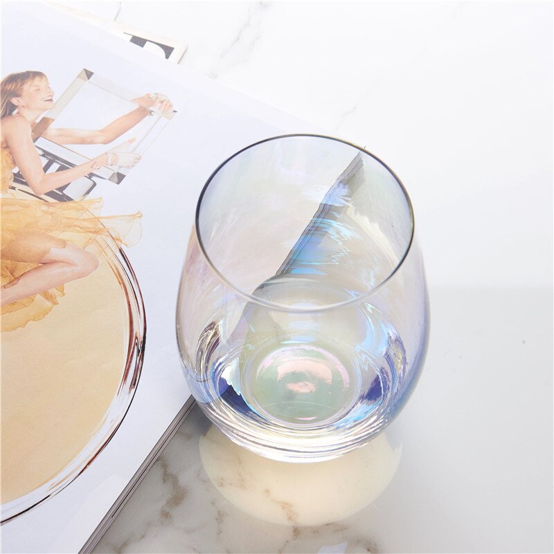 Vidrio de arcoíris coctel Copa el desayuno, té de la leche jugo de café vino Oficina hogar cristal transparente taza de agua Vasos