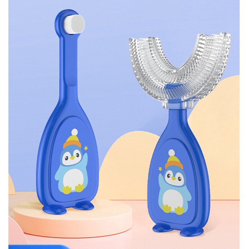Spazzolino da denti a forma di U per bambini denti da allenamento in Silicone morbido pulizia spazzole per denti a bocca intera per bambini di 2-12 anni