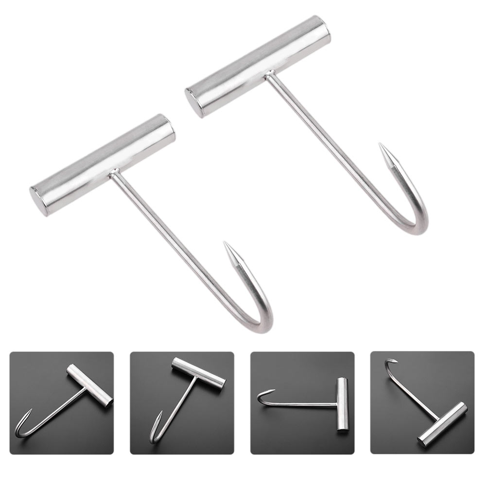 2pcs Hooks with Short Handle Meat Hooks Butcher Meat Hangers Ham Hanging Hooks