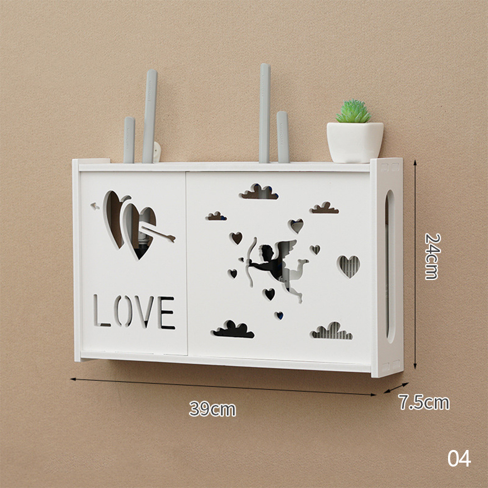 Large Wireless Wifi Router Storage Box PVC panel Shelf Wall Hanging Plug Board Bracket Cable Storage Organizer Home Decor: 04