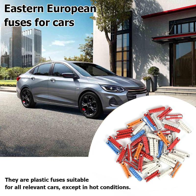 50 stks/set EU Continental Klassieke Auto Zekering Kit Plastic + Zink Torpedo Auto Zekering met Voldoende Duurzaamheid en Ruggednes