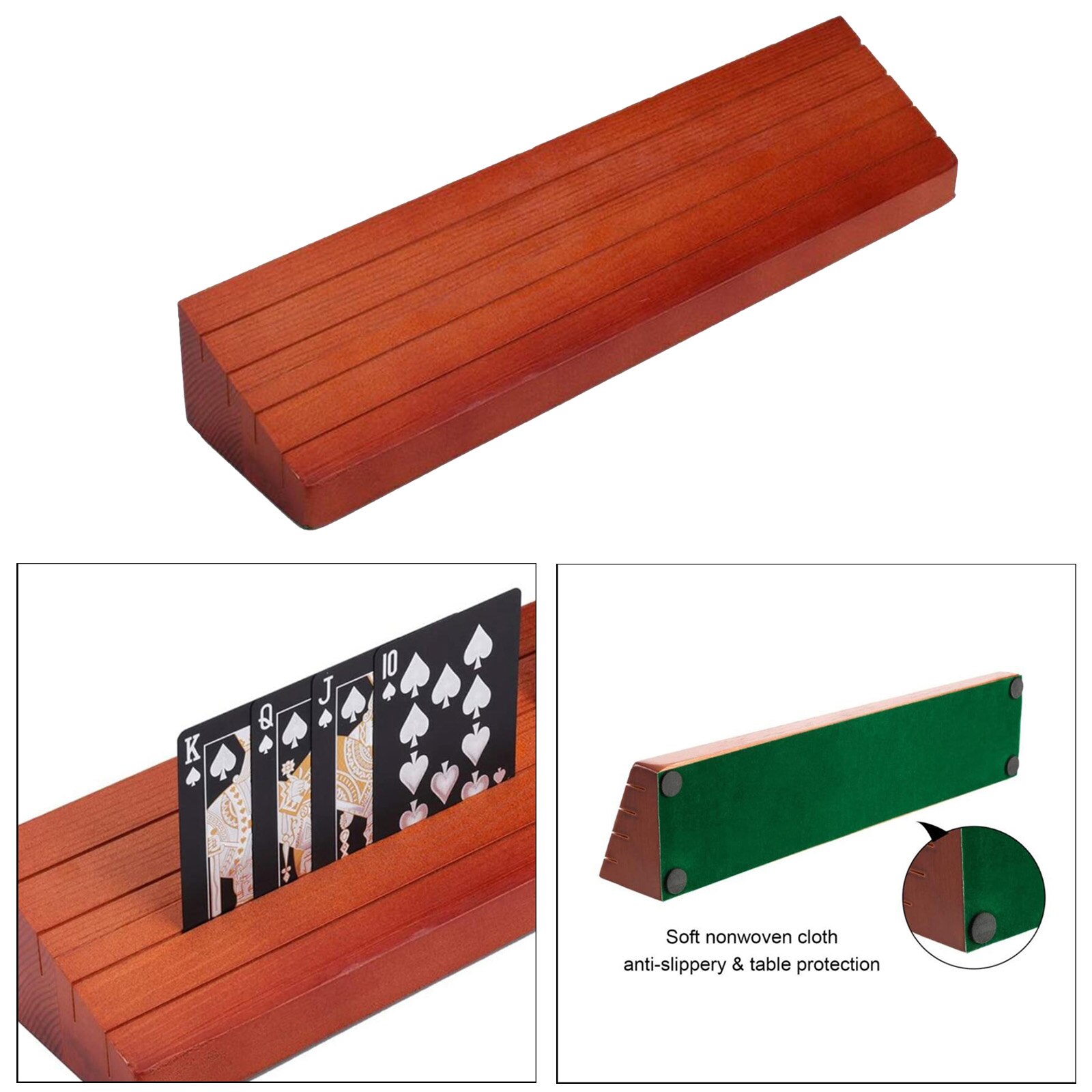 Wooden Playing Card Holder Base Game Cards Stand Rack Organizer for Adults