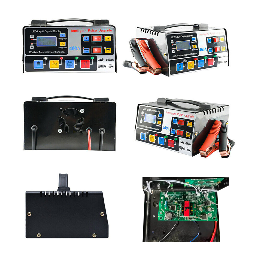 Metal Car Battery Charger 12V24V 220W Full Automatic Car Battery Charger Repair Battery Charger High Power Fast Charger