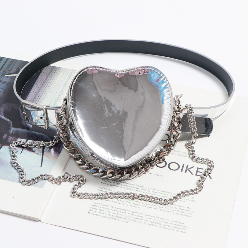 DAEYOTEN-riñonera plateada con forma de corazón para mujer, bolso de cintura de talla grande, ZM1193: Plata