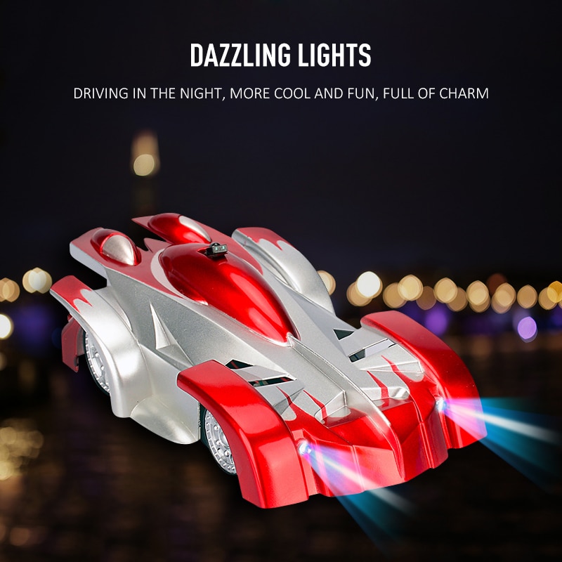 Remote Control Wall Climbing RC Car with LED Lights 360 Degree Rotating Stunt Toys Antigravity Machine Wall car for children