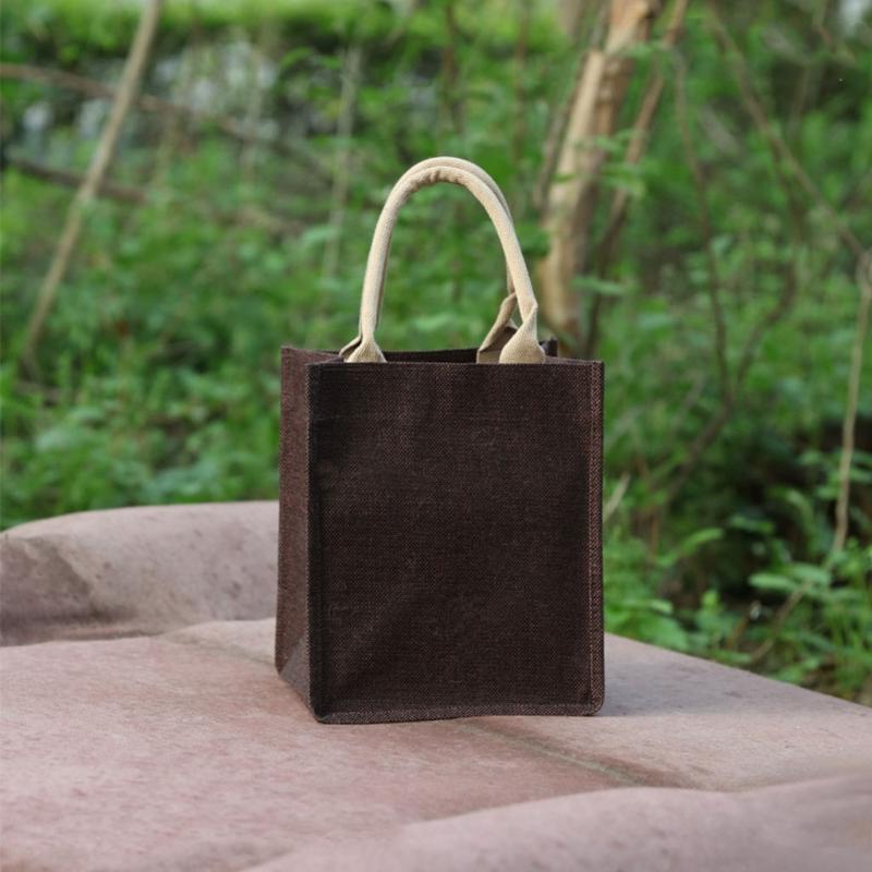 Borse per la spesa riutilizzabili di grandi dimensioni in tela di iuta con manici borsa per la spesa da donna Organizer da spiaggia D0LF: CF / 36x15x28cm
