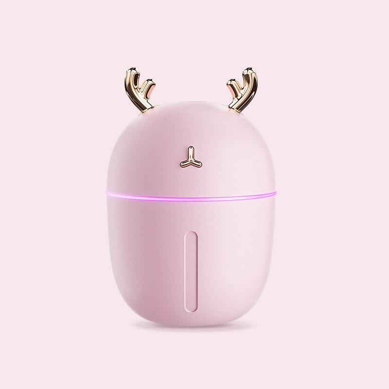 Portable Mini 300ml Humidifier cup USB Ultrasonic Car Aroma Diffuser Mist Maker Air Humidifier Purifier Ultrasonic LED Lamp: Pink