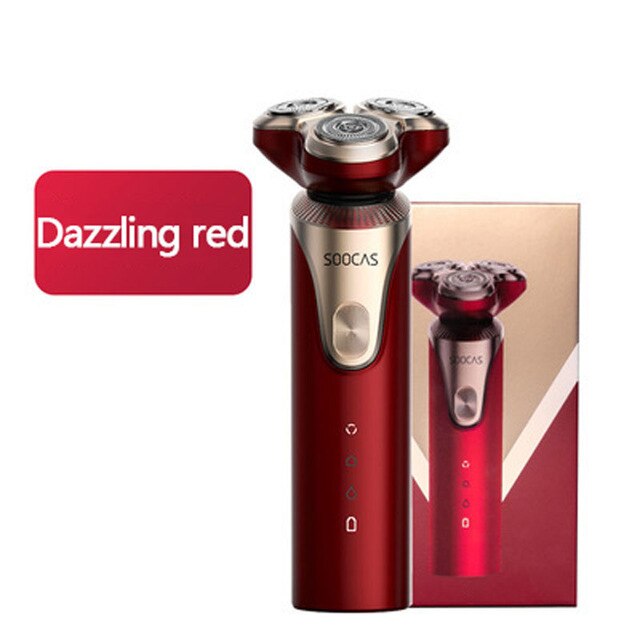 Xiaomi SOOCAS S3 golarka elektryczna dla mężczyzn 3 głowica tnąca robić golenia na sucho bezprzewodowa USB akumulator wodoodporna maszynka robić golenia: czerwony