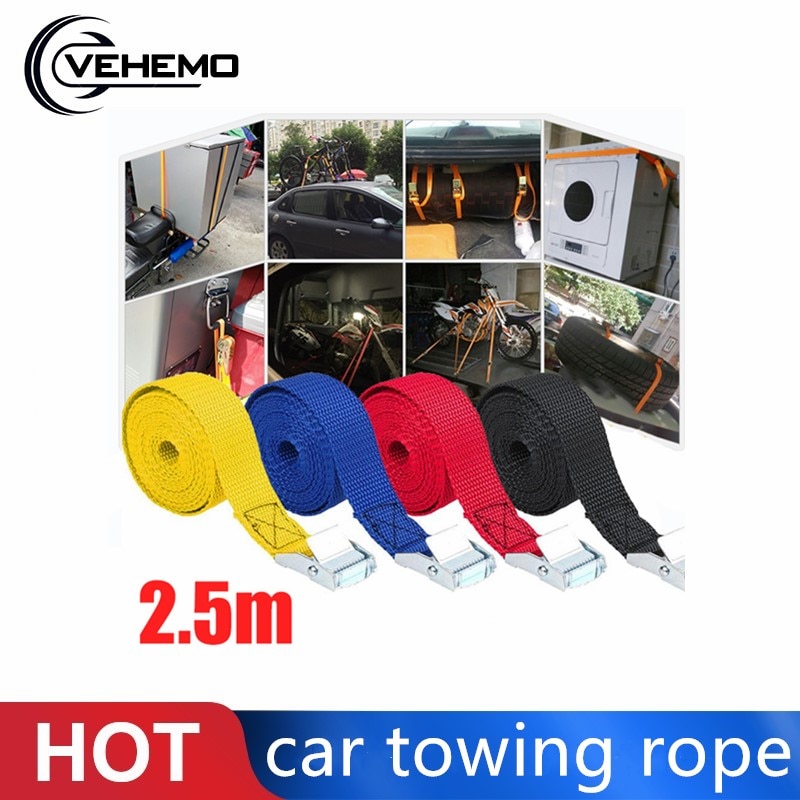 Vehemo 2.5M Car Auto Boot Vaste Strap Bagage Belt Retractor Met Legering Gesp Auto-styling Universal voor alle motor cars