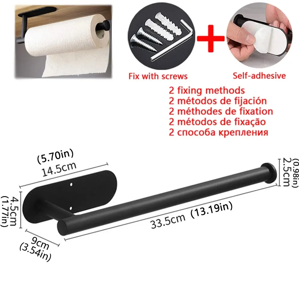 Keuken Papieren Handdoekhouder Zelfklevende Tissue Hanger Toiletrol Dispenser Opbergkast Servetrek Badkamer Accessoires: WHITE