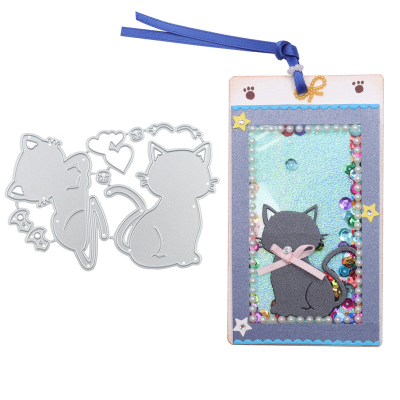 Kokorosa Cat Animal Dies Heart Metal Cutting Dies for Card Making Scrapbooking Embossing Cuts Album Craft for Dies