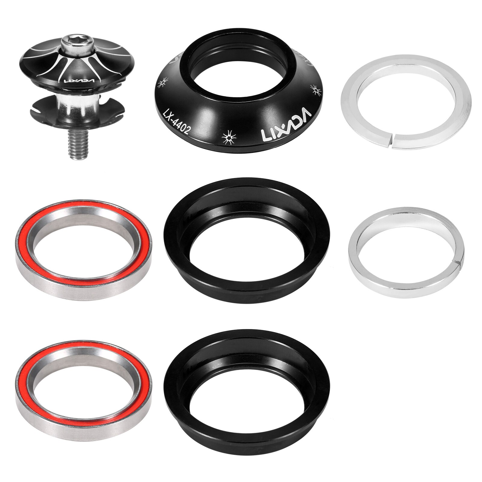 44-44mm Bike Headset CNC High Precision Machining Aluminum Bicycle Headset Heavy Duty Headset Top Cap Bearings Fork Bearings