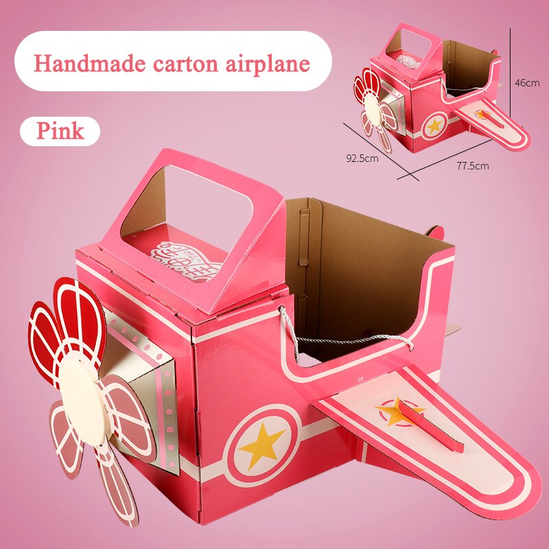 Ventilateur rotatif en carton pour enfants, coquille en papier portable, avion en carton, jouet fait à la main, boîte de maison en carton: pink