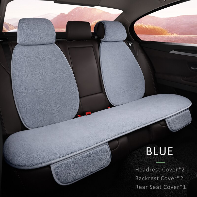 Karcle Car Seat Cover Set Backrest Headrest Cover Protector Polar Fleece Back Pad Mat Universal for Auto Interior Truck SUV: blue-5pcs