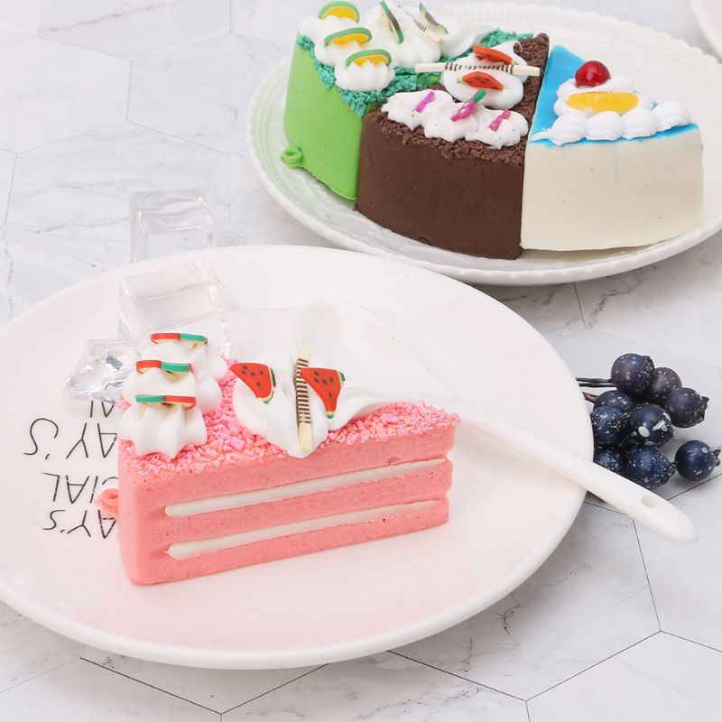 6pcs Realistic Artificial Triangle Cake Bakery Window Food Display Photo Prop