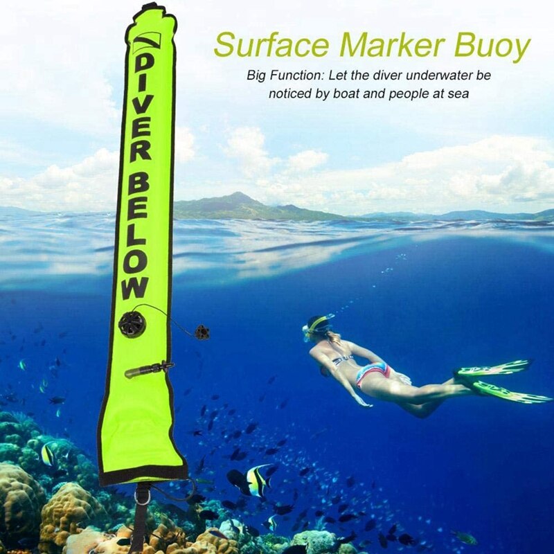 115cm Scuba Diving Surface Marker Buoy Signal Tube Sausage SMB Gear for Underwater Diving Snorkeling