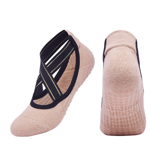 Calcetines de Yoga antideslizantes para mujer, medias de vendaje de algodón con empuñaduras y correas perfectas para Pilates, Barre puro, Ballet, baile, descalzos, entrenamiento: mise