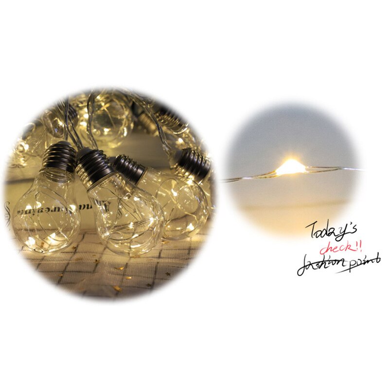 Guirlande lumineuse solaire à 10/20 led, style rétro, transparente, avec crochet, boule, étanche, décoration de jardin et de mariage