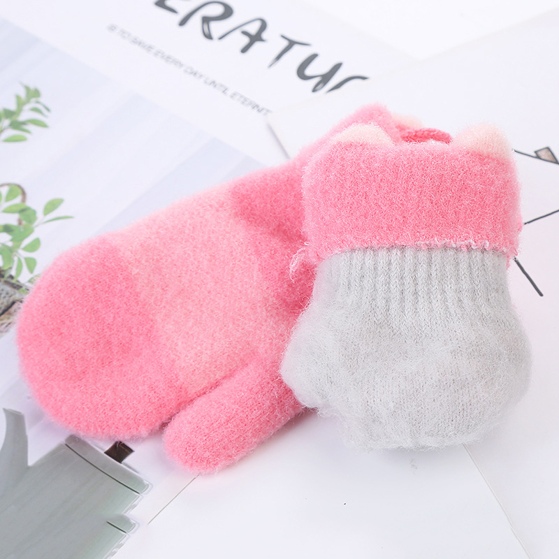 Honing Liefde Letters Baby Kinderen Handschoenen Voor 0-3Y Schattige Baby Gebreide Wollen Winter Warme Handschoenen Voor Jongen Meisje Kids Wanten