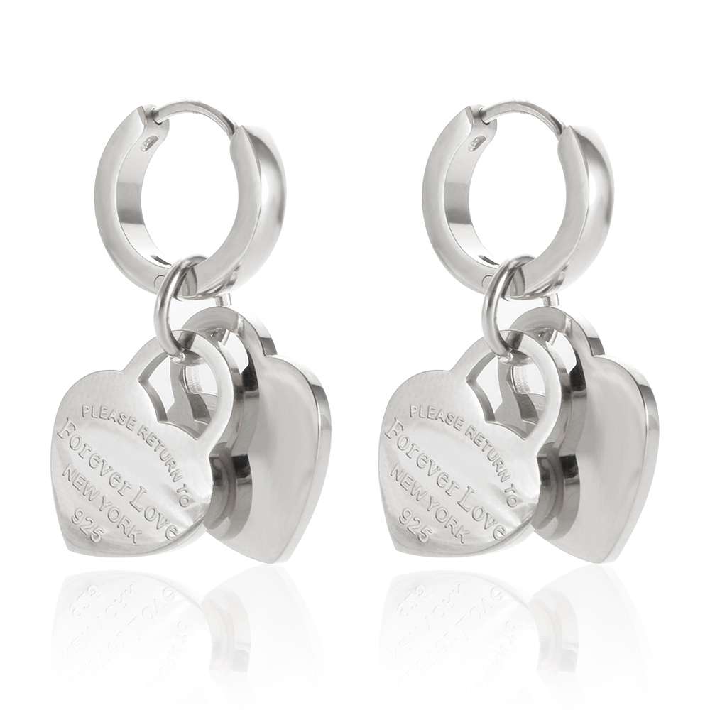 Stainless Steel Trend Lover's Heart Earrings for Women Girls Heart-Shaped Pendant Small Hoop Earrings Charm Love Jewelry: Gold-color
