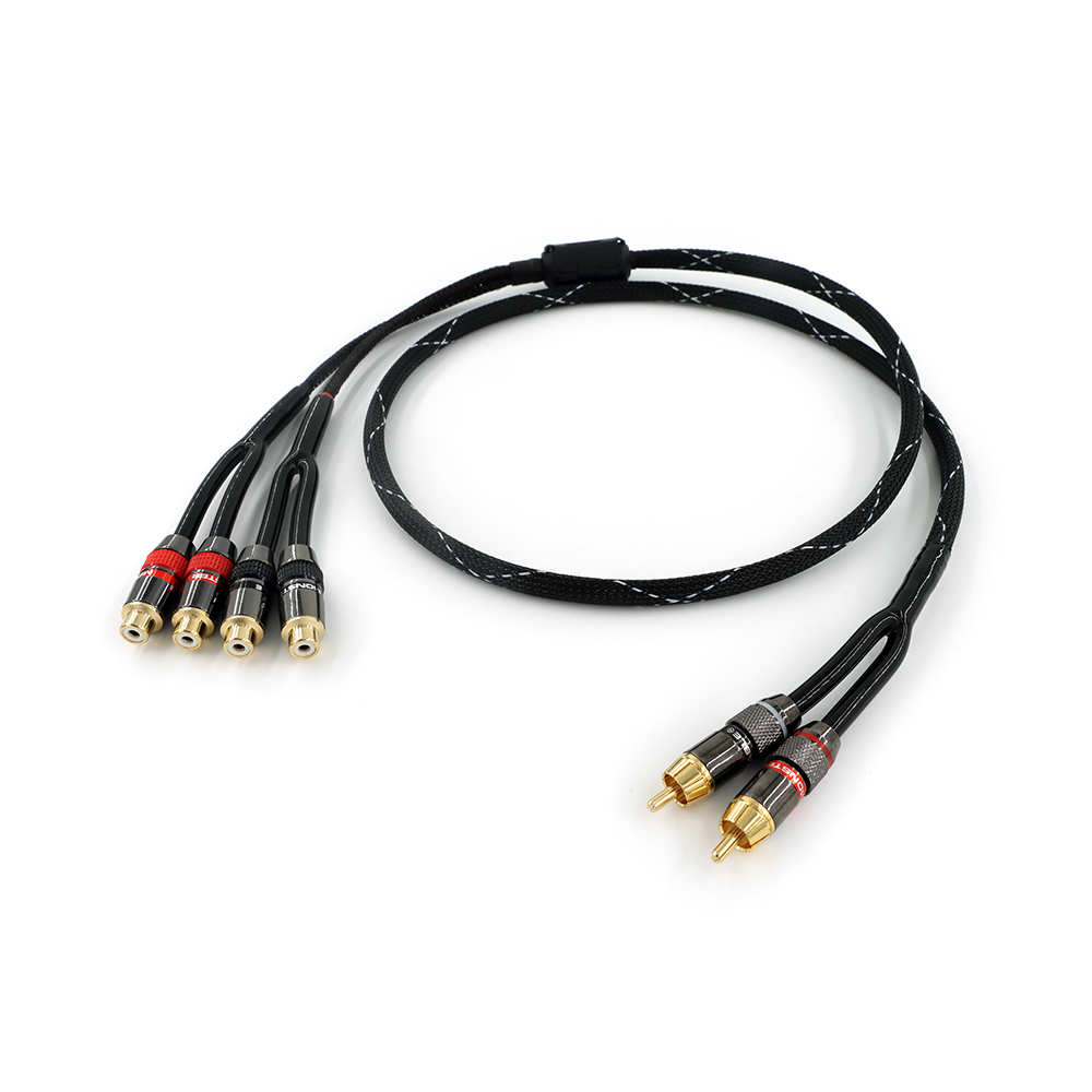 Rca Plug Splitter Stereo Audio Video Kabel 2 Mannelijke Naar 4 Vrouwelijke Dual Speaker Y Adapter Verlengsnoer 1 Ingang 2 Uitgang